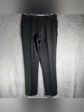 Suitsupply Pants Men’s 34x32 Gray Black Washington Wool Microcheck Dress Slacks